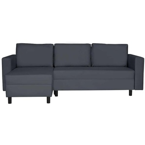 Ecksofa INOSIGN GLENOE Bettfunktion u. Bettkasten, Recamiere beidseitig montierbar, grau (anthrazit), B:230cm H:84,5cm T:134,5cm, 100% Polyester, Sofas, L-Form, B/H/T 230/135/84,5cm, Velvet & Struktur weich