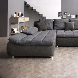 Ecksofa INOSIGN Imola L-Form Sofas Gr. B/H/T: 270cm x 90cm x 170cm, Microfaser PRIMABELLE-Struktur, Recamiere links, ohne Bettfunktion, grau (anthrazit/dunkelgrau) wahlweise mit Bettfunktion