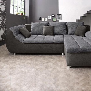 Ecksofa INOSIGN Imola L-Form Sofas Gr. B/H/T: 270cm x 90cm x 170cm, Microfaser PRIMABELLE-Struktur, Recamiere rechts, ohne Bettfunktion, grau (anthrazit/dunkelgrau) wahlweise mit Bettfunktion