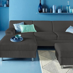 Ecksofa INOSIGN Jamie, L-Form Sofas Gr. B/H/T: 251cm x 72cm x 80cm, Luxus-Kunstleder, Recamiere links, ohne Bettfunktion, braun (dunkelbraun) wahlweise mit Bettfunktion