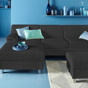 Ecksofa INOSIGN Jamie, L-Form Sofas Gr. B/H/T: 251cm x 72cm x 80cm, Luxus-Kunstleder, Recamiere links, ohne Bettfunktion, schwarz wahlweise mit Bettfunktion