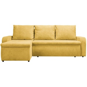 Ecksofa INOSIGN Kahira Sofas Gr. B/H/T: 235cm x 92cm x 158cm, Microfaser, Recamiere beidseitig montierbar, gelb Recamiere beidseitig montierbar, mit Bettfunktion und Bettkasten