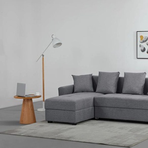 Ecksofa INOSIGN KILLAM, 217 cm, L-Form, mit Schlaffunktion u. Bettkasten, grau (anthrazit), B:217cm H:85cm T:154cm, 100% Polyester, Sofas, Recamiere rechts / links montierbar, in Cord und Webstoff