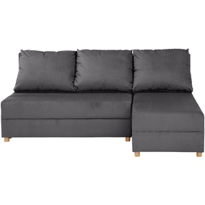 Ecksofa INOSIGN Mick L-Form Sofas Gr. B/H/T: 197cm x 90cm x 145cm, Luxus-Microfaser weich, mit Bettfunktion-mit Bettkasten, grau (mittelgrau) Longchair linksrechts montierbar, wahlweise mit Bettfunktion