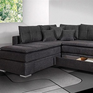 Ecksofa INOSIGN Night & Day L-Form Sofas Gr. B/H/T: 304 cm x 98 cm x 223 cm, Struktur grob, schwarz Boxspringsofas mit Dauer-Schlaffunktion