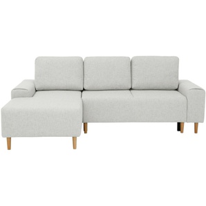 Ecksofa INOSIGN Samu L-Form Sofas Gr. B/H/T: 235cm x 93cm x 160cm, Struktur fein, Recamiere links, mit Bettfunktion-mit Bettkasten, beige (creme) wahlweise mit Bettfunktion und Bettkasten