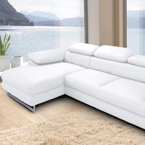 Ecksofa INOSIGN Solution L-Form Sofas Gr. B/H/T: 286cm x 73cm x 167cm, Kunstleder SOFTLUX, ohne Bettfunktion, Recamiere links, weiß (altweiß) wahlweise mit Bettfunktion