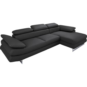 Ecksofa INOSIGN Solution L-Form Sofas Gr. B/H/T: 286cm x 73cm x 167cm, Kunstleder SOFTLUX, ohne Bettfunktion, Recamiere rechts, schwarz wahlweise mit Bettfunktion