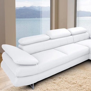 Ecksofa INOSIGN Solution L-Form Sofas Gr. B/H/T: 286cm x 73cm x 167cm, Kunstleder SOFTLUX, ohne Bettfunktion, Recamiere rechts, weiß (altweiß) wahlweise mit Bettfunktion