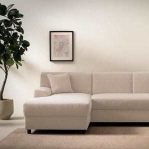 Ecksofa INOSIGN Turah 2, L-Form, in Cord u. wasserabweisender Microfaser, Federkern Sofas Gr. B/H/T: 241cm x 79cm x 146cm, Cord, Recamiere links, ohne Bettfunktion, beige (natur) BTH: 24114679 cm, incl. Zierkissen, wahlweise mit Bettfunktion