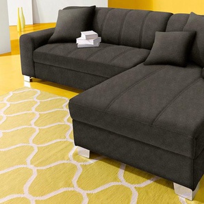 Ecksofa INOSIGN Turah incl. Zierkissen, moderne Steppung, auch in Leder Sofas Gr. B/H/T: 239cm x 75cm x 82cm, Microfaser PRIMABELLE, Recamiere rechts, ohne Bettfunktion, grau (anthrazit) wahlweise mit Bettfunktion, Schlafsofa, BTH: 23915275 cm, L-Form