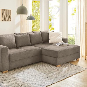 Ecksofa JOCKENHÖFER GRUPPE Kampen L-Form Sofas Gr. B/T: 288cm x 130cm, Cord, Ottomane beidseitig montierbar, grau (taupe) Bettfunktion, Federkern, Bettkasten, Ottomane links oder rechts Bestseller