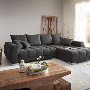 Ecksofa Josea 300x220 cm Mikrofaser Schwarz Recamiere rechts, Ecksofas