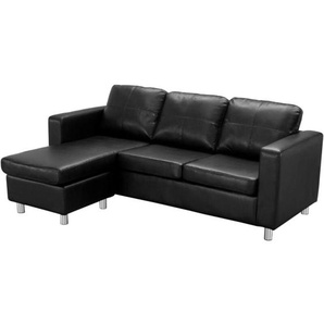 Ecksofa - Kunstleder - Schwarz - ackley