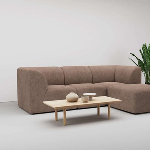 Ecksofa LEGER HOME BY LENA GERCKE Floria Sofas Gr. B/H/T: 249 cm x 77 cm x 186 cm, Bouclé recycelt, langer Schenkel beidseitig montierbar, braun (light brown) Module unterschiedlich kombinierbar, mit Komfortschaum-Polsterung