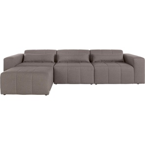 Ecksofa LEGER HOME BY LENA GERCKE Maileen L-Form Sofas Gr. B/H/T: 322 cm x 74 cm x 155 cm, Struktur fein, Recamiere links, braun Modulsofa, bestehend aus 4 Modulen, Farben mixbar