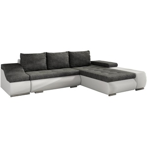 Ecksofa LIONEL Hellbeige + Schwarz