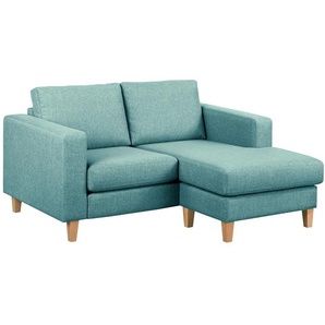 Ecksofa 1-Sitzer mit Longchair Türkis Webstoff Lark 154 x 86 x 140cm Longchair davorstehend rechts Skandi