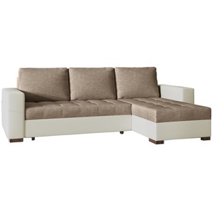 Ecksofa MALABU Hellbeige + Weiß