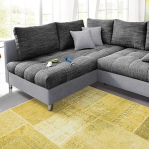 Ecksofa MR. COUCH Tobi L-Form Sofas Gr. B/H/T: 226cm x 75cm x 105cm, Microfaser PRIMABELLE-Struktur, Ottomane links, mit Bettfunktion, grau (hellgrau/schwarz-grau) wahlweise mit Kaltschaum (140kg BelastungSitz) und Bettfunktion