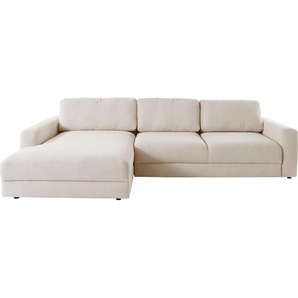 Ecksofa PLACES OF STYLE Bloomfield, L-Form Sofas Gr. B/H/T: 303cm x 84cm x 176cm, Struktur, mega-Recamiere links, XL ohne Bettfunktion und Bettkasten, beige wahlweise mit Bettfunktion und Bettkasten