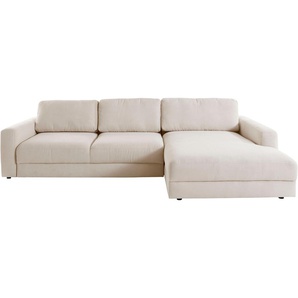 Ecksofa PLACES OF STYLE Bloomfield, L-Form Sofas Gr. B/H/T: 303cm x 84cm x 176cm, Struktur, mega-Recamiere rechts, XL ohne Bettfunktion und Bettkasten, beige wahlweise mit Bettfunktion und Bettkasten