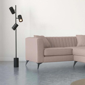 Ecksofa PLACES OF STYLE MATTHEW B/T/H: 201/162/74 cm, ideal für kleine Räume Sofas Gr. B/H/T: 201cm x 74cm x 162cm, Samt, Ottomane rechts, beige L-Form, feine Steppung im Rücken, incl. Zierkissen