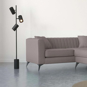 Ecksofa PLACES OF STYLE MATTHEW B/T/H: 201/162/74 cm, ideal für kleine Räume Sofas Gr. B/H/T: 201cm x 74cm x 162cm, Samt, Ottomane rechts, grau (taupe) L-Form, feine Steppung im Rücken, incl. Zierkissen