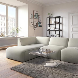 Ecksofa RAUM.ID Merid jederzeit durch Module erweiterbar L-Form Sofas Gr. B/H/T: 295cm x 70cm x 162cm, Struktur fein, Ottomane links, beige (natur) als Modul oder separat verwendbar, für individuelle Zusammenstellung Bestseller