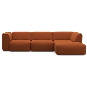 Ecksofa RAUM.ID Merid jederzeit durch Module erweiterbar L-Form Sofas Gr. B/H/T: 295cm x 70cm x 162cm, Struktur fein, Ottomane rechts, orange (terra) als Modul oder separat verwendbar, für individuelle Zusammenstellung