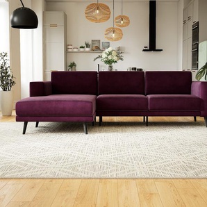 Ecksofa Samt Auberginenlila - Flexible Designer-Polsterecke, L-Form: Beste Qualität, einzigartiges Design - 288 x 81 x 162 cm, konfigurierbar