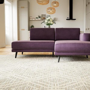 Ecksofa Samt Veilchenlila - Flexible Designer-Polsterecke, L-Form: Beste Qualität, einzigartiges Design - 224 x 81 x 162 cm, konfigurierbar