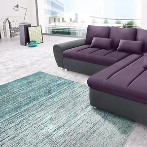 Ecksofa SIT & MORE Bandos L-Form Sofas Gr. B/H/T: 269cm x 83cm x 173cm, Flachgewebe, Recamiere rechts, mit Bettfunktion, lila (anthrazit/pflaume) in 2 unterschiedlichen Größen, wahlweise mit Bettfunktion