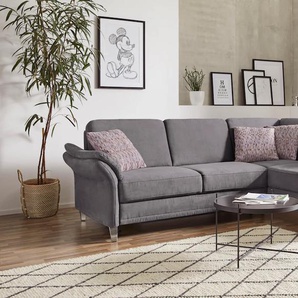 Ecksofa SIT & MORE Clio L-Form Sofas Gr. B/H/T: 254cm x 89cm x 190cm, Luxus-Microfaser ALTARA NUBUCK, Ottomane rechts, ohne Bettfunktion-ohne Bettkasten, grau (steel) wahlweise mit Bettfunktion und Bettkasten, inklusive Federkern