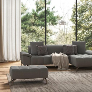 Ecksofa SIT&MORE Cool L-Form Sofas Gr. B/H/T: 290 cm x 79 cm x 185 cm, Lu x us-Microfaser Euphoria, Recamiere rechts, mit Kopfteilverstellung, grau Ecksofas wahlweise mit Kopfteilverstellung und Vorziehsitz, motorisch