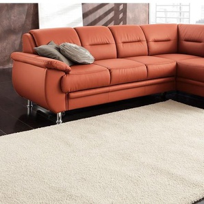 Ecksofa SIT & MORE Mailand L-Form Sofas Gr. B/H/T: 250cm x 85cm x 164cm, Kunstleder SOFTLUX, Ottomane rechts, ohne Bettfunktion, orange (terrakotta) wahlweise mit Bettfunktion