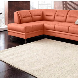 Ecksofa SIT & MORE Mailand L-Form Sofas Gr. B/H/T: 250cm x 85cm x 164cm, Luxus-Microfaser ALTARA NUBUCK, Ottomane links, ohne Bettfunktion, orange (terrakotta) wahlweise mit Bettfunktion