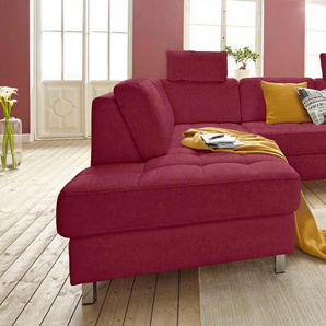 Ecksofa SIT & MORE Pablo L-Form Sofas Gr. B/H/T: 233cm x 80cm x 196cm, Luxus-Microfaser ALTARA NUBUCK, Ottomane links, ohne Funktion, rot (bordeaux) wahlweise mit Bettfunktion und Bettkasten