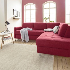 Ecksofa SIT & MORE Pablo L-Form Sofas Gr. B/H/T: 233cm x 80cm x 196cm, Luxus-Microfaser ALTARA NUBUCK, Ottomane rechts, ohne Funktion, rot (bordeaux) wahlweise mit Bettfunktion und Bettkasten