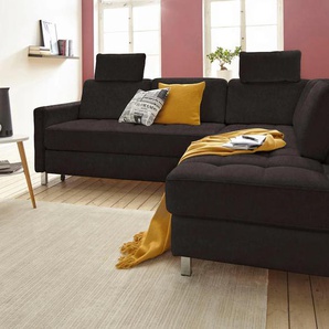 Ecksofa SIT & MORE Pablo L-Form Sofas Gr. B/H/T: 233cm x 80cm x 196cm, Luxus-Microfaser ALTARA NUBUCK, Ottomane rechts, ohne Funktion, schwarz wahlweise mit Bettfunktion und Bettkasten