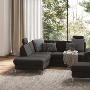 Ecksofa SIT&MORE Padua L-Form Sofas Gr. B/H/T: 276 cm x 89 cm x 228 cm, Luxus-Microfaser Euphoria, Ottomane links, mit Bettfunktion-mit Stauraum-mit Sitztiefenverstellung-mit Armlehnenfunktion, grau (fango) inklusive Sitztiefenverstellung, Armteilfunktion