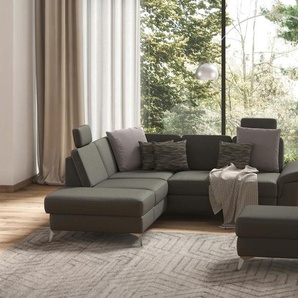 Ecksofa SIT&MORE Padua L-Form Sofas Gr. B/H/T: 276 cm x 89 cm x 228 cm, Luxus-Microfaser Euphoria, Ottomane links, mit Sitztiefenverstellung-mit Armteilfunktion, braun (schlamm) inklusive Sitztiefenverstellung, Armteilfunktion und Federkern