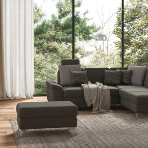 Ecksofa SIT&MORE Padua L-Form Sofas Gr. B/H/T: 276 cm x 89 cm x 228 cm, Luxus-Microfaser Euphoria, Ottomane rechts, mit Bettfunktion-mit Stauraum-mit Sitztiefenverstellung-mit Armlehnenfunktion, braun (schlamm) inklusive Sitztiefenverstellung,