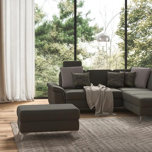 Ecksofa SIT&MORE Padua L-Form Sofas Gr. B/H/T: 276 cm x 89 cm x 228 cm, Luxus-Microfaser Euphoria, Ottomane rechts, mit Sitztiefenverstellung-mit Armteilfunktion, braun (schlamm) inklusive Sitztiefenverstellung, Armteilfunktion und Federkern