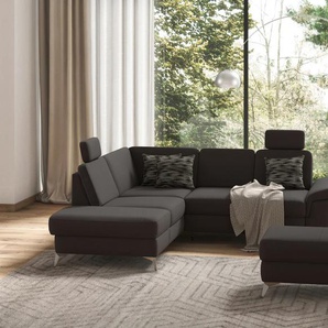 Ecksofa SIT&MORE Padua L-Form Sofas Gr. B/H/T: 276 cm x 89 cm x 228 cm, Microfaser, Ottomane links, mit Bettfunktion-mit Stauraum-mit Sitztiefenverstellung-mit Armlehnenfunktion, braun (espresso) inklusive Sitztiefenverstellung, Armteilfunktion und