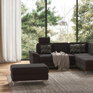 Ecksofa SIT&MORE Padua L-Form Sofas Gr. B/H/T: 276 cm x 89 cm x 228 cm, Microfaser, Ottomane rechts, mit Bettfunktion-mit Stauraum-mit Sitztiefenverstellung-mit Armlehnenfunktion, braun (espresso) inklusive Sitztiefenverstellung, Armteilfunktion und