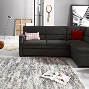 Ecksofa SIT & MORE Pisa L-Form Sofas Gr. B/H/T: 245cm x 89cm x 161cm, Luxus-Microfaser ALTARA NUBUCK, Ottomane rechts, ohne Bettfunktion, schwarz mit Federkern, wahlweise Bettfunktion