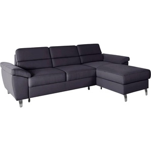 Ecksofa SIT & MORE Sorano L-Form Sofas Gr. B/H/T: 250cm x 88cm x 161cm, Flachgewebe, Recamiere rechts, ohne Funktion, grau (anthrazit) wahlweise mit Bettfunktion und Bettkasten