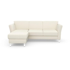 Ecksofa SIT&MORE Visby L-Form Sofas Gr. B/H/T: 248 cm x 87 cm x 162 cm, Struktur fein, Recamiere links, ohne Bettfunktion-ohne Bettkasten, beige (linen) wahlweise mit Bettfunktion und Bettkasten, frei im Raum stellbar