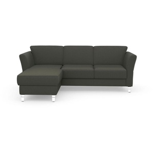 Ecksofa SIT&MORE Visby L-Form Sofas Gr. B/H/T: 248 cm x 87 cm x 162 cm, Struktur fein, Recamiere links, ohne Bettfunktion-ohne Bettkasten, grau (anthrazit) wahlweise mit Bettfunktion und Bettkasten, frei im Raum stellbar